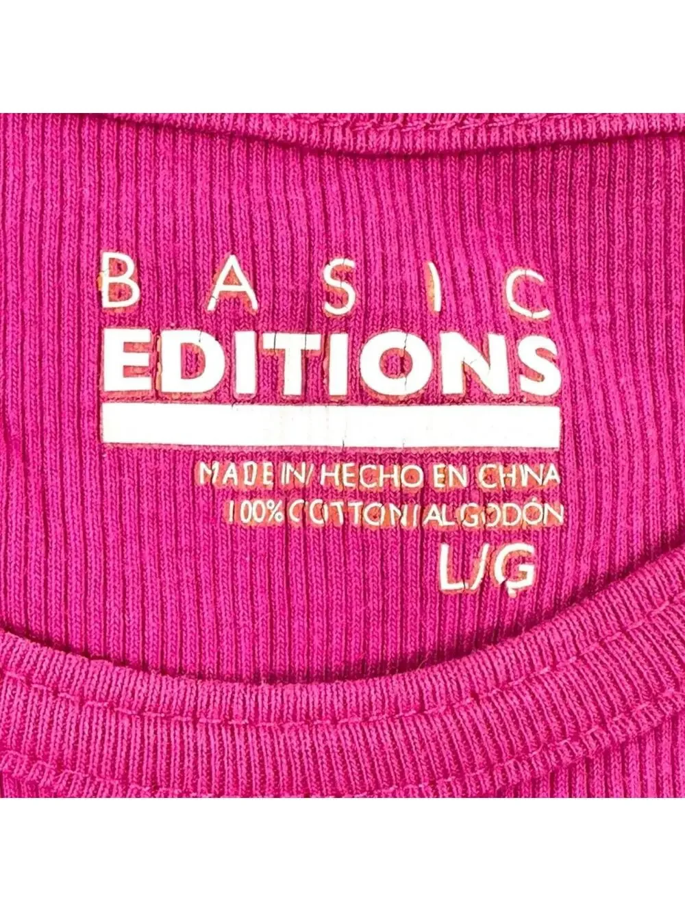 Basic Editions Hot Pink Ribbed Graphic Tank Top - Picture 6 of 7